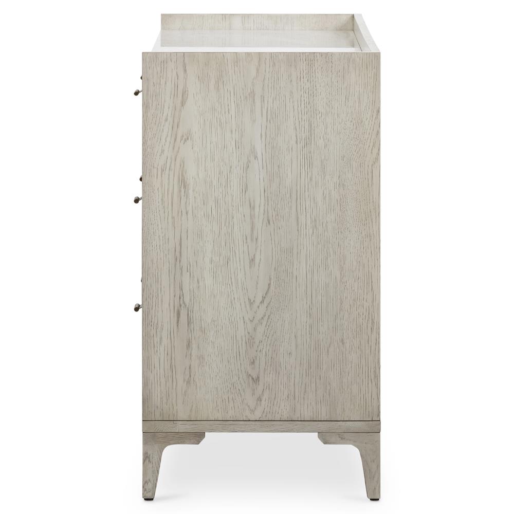 Vienna Rustic Lodge Beige Oak Wood Grey Marble Top 6 Drawer Double Dresser