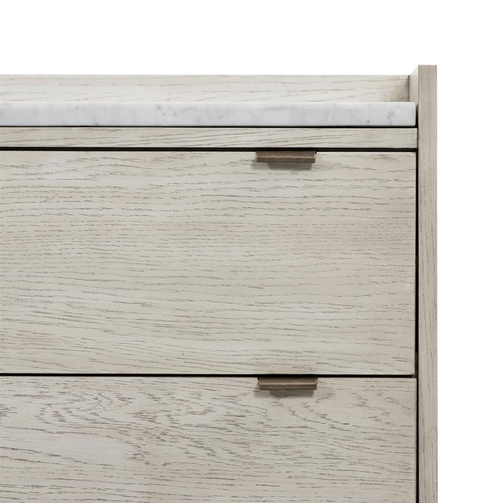 Vienna Rustic Lodge Beige Oak Wood Grey Marble Top 6 Drawer Double Dresser