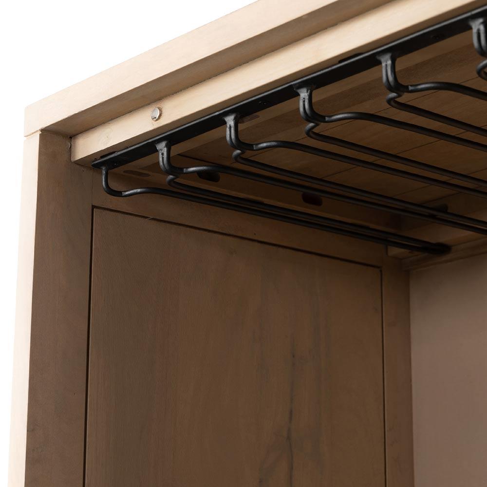 Corazon Global Bazaar Natural Woven Cane Brown Mango Wood Bar Cabinet