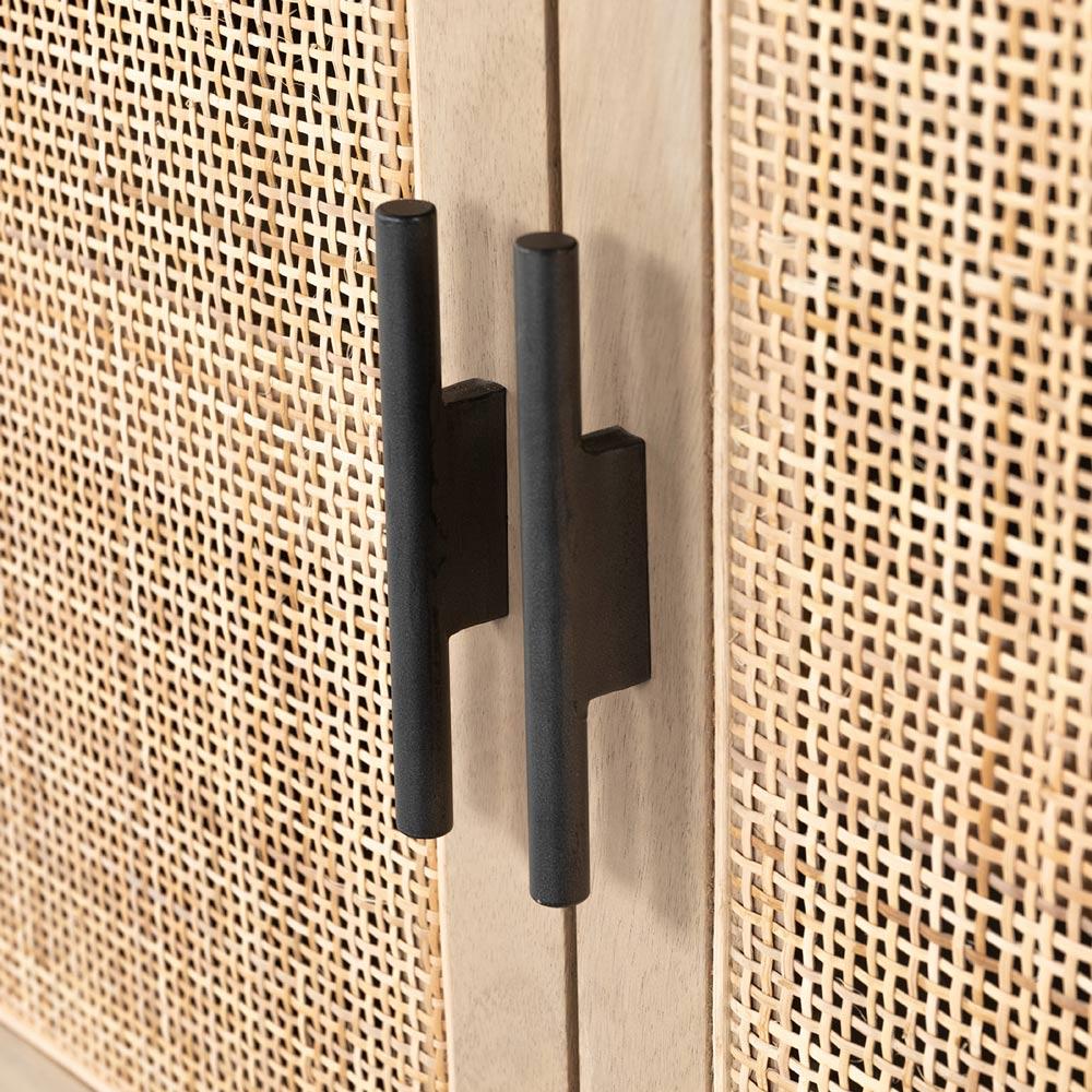 Corazon Global Bazaar Natural Woven Cane Brown Mango Wood Bar Cabinet