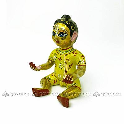 Laddu Gopal Lala Statue Brass | Yellow with Makeup
