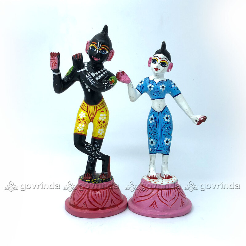 Radha Krishna Idol | Krishna Black and Radha White (8 Inch Height)