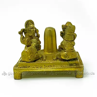 Lord Shiv parivar with Shivling / Brass Idol / Diwali Gift / Shiv Parvati Nandi Kartikey