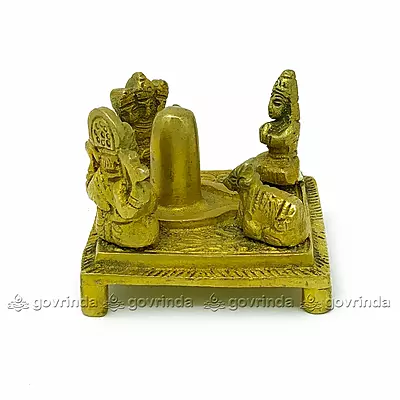 Lord Shiv parivar with Shivling / Brass Idol / Diwali Gift / Shiv Parvati Nandi Kartikey