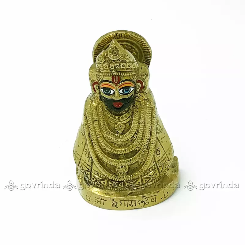 Baba Khatu Shyam ji Idol Statue Showpiece for Home and Pooja Decoration | Khatu Shyam Murti for Home and Car Dashboard | Gifting (Gold, 5 Inches)