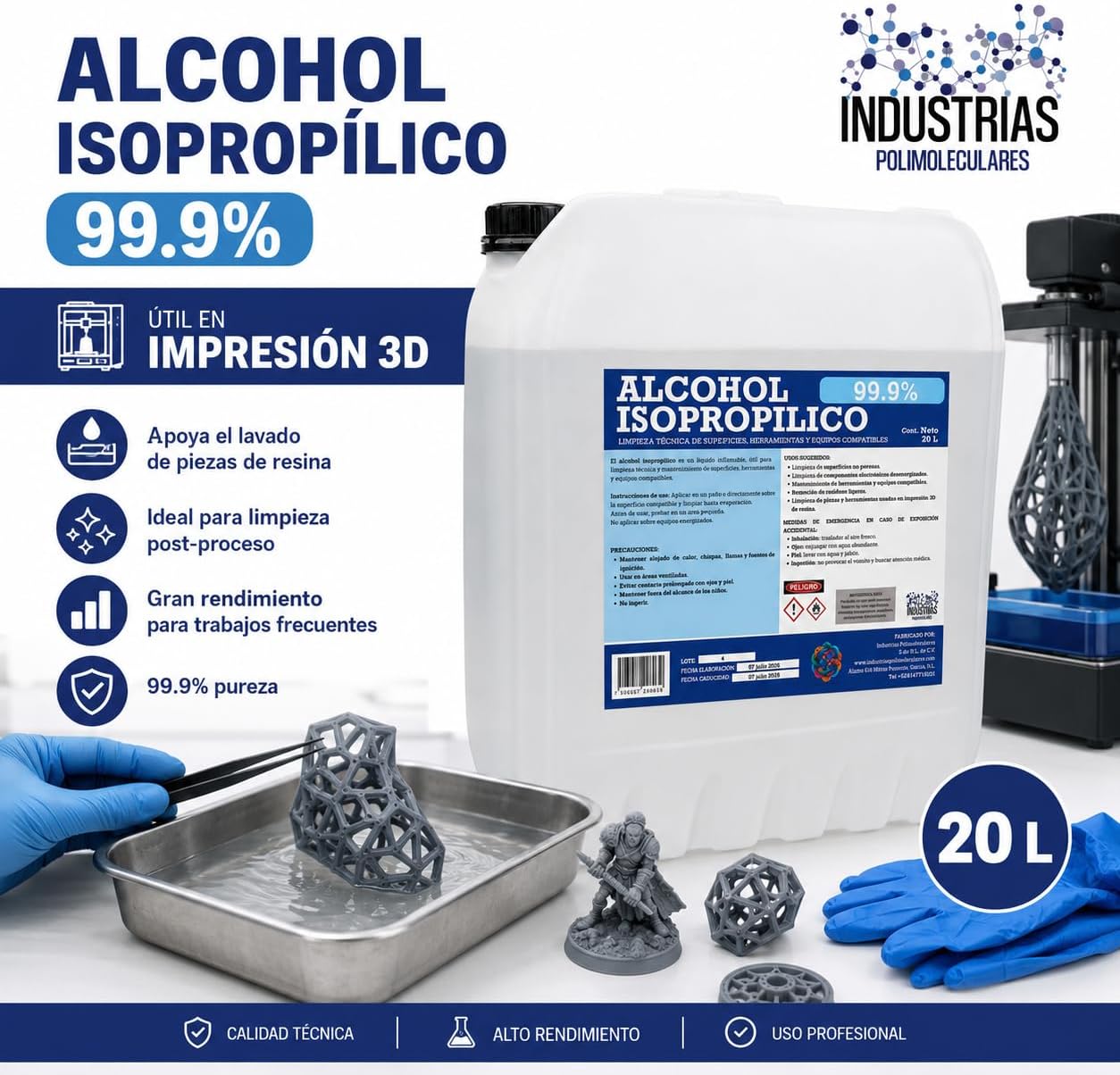 Alcohol Isopropílico 99.9% 20 l