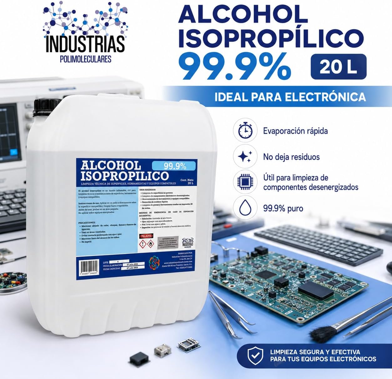 Alcohol Isopropílico 99.9% 20 l