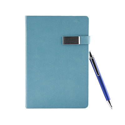 Aqua Blue Corporate Diary With Pen