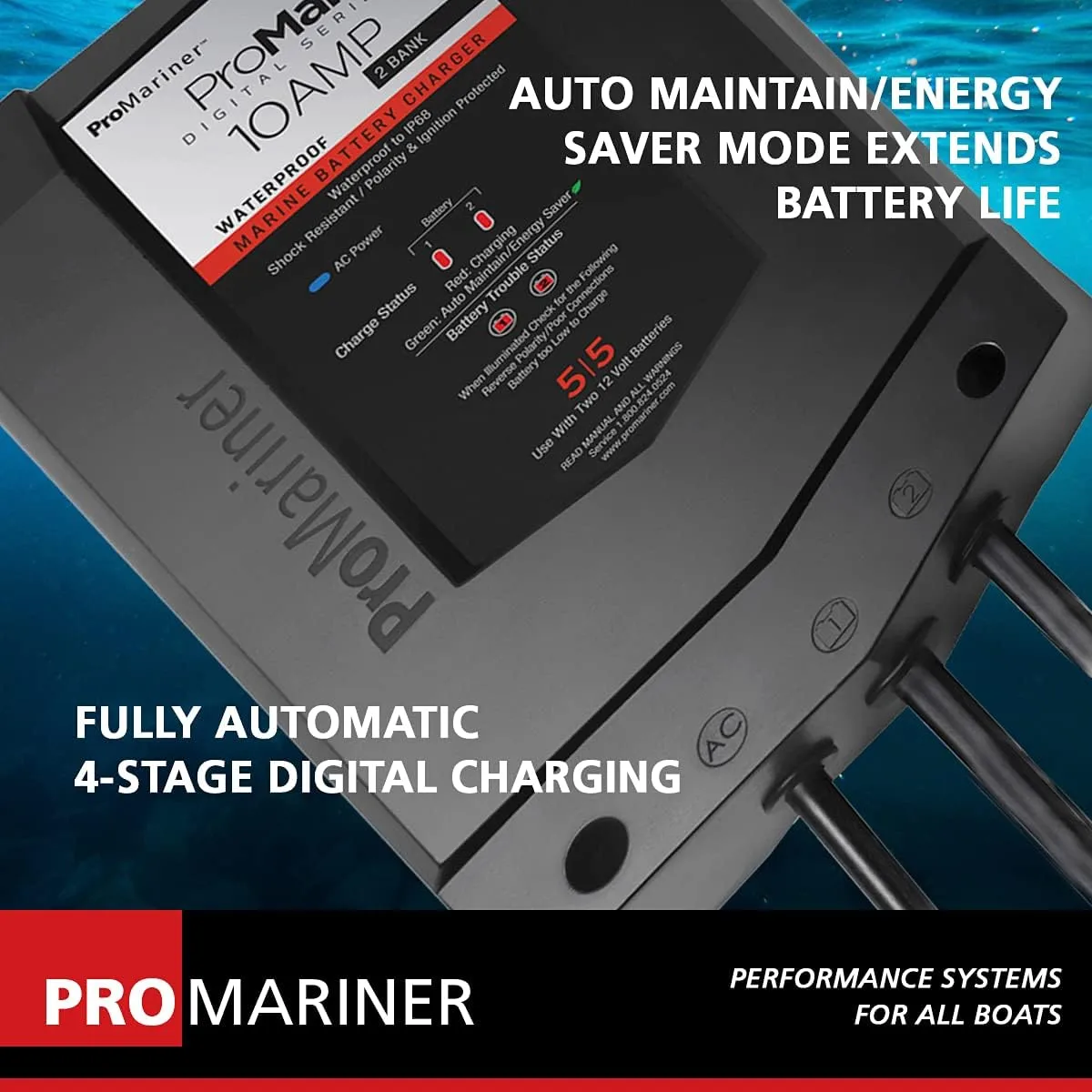 ProMariner ProMar1 DS Digital - 10 Amp - 2 Bank Charger