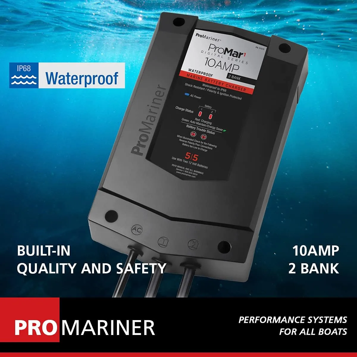 ProMariner ProMar1 DS Digital - 10 Amp - 2 Bank Charger