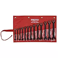 13 pc BLK Chrome Reversible Combo Ratchet Wrench Set-Spline
