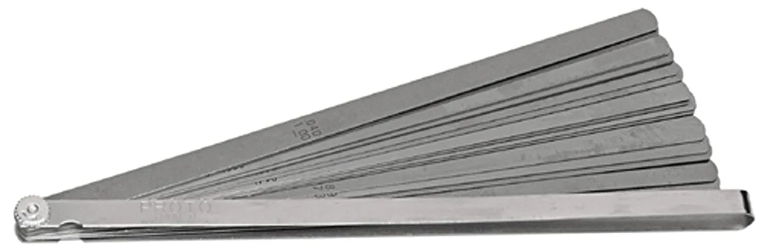 Proto J000TL 25 Blade Long Feeler Gauge Set and Stanley Proto J00MM25 25 Blade Metric Feeler Gauge Set Dimensional
