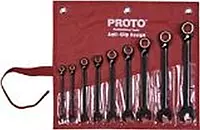 9 pc BLK Chrome Reversible Combo Ratchet Wrench Set - Spline