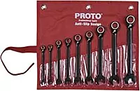 9 pc BLK Chrome Reversible Combo Ratchet Wrench Set - Spline