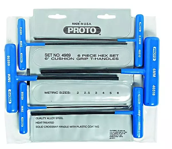 Proto Stanley J4969 Metric T-Handle Hex Key Set, 6-Piece