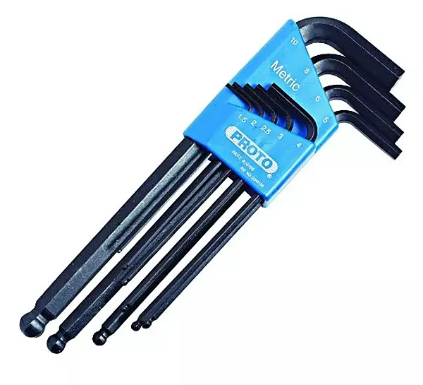 Stanley Proto J4996 Round Head Hex Key Set-Metric, 9PC Black, 1.5 mm; 2 mm; 2.5 mm; 3 mm; 4 mm; 5 mm; 6 mm; 8 mm