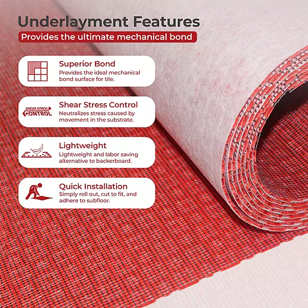 MD PROVA - PROVA-FLEX LIGHTWEIGHT TILE UNDERLAYMENT - 5M (52SF ROLL)