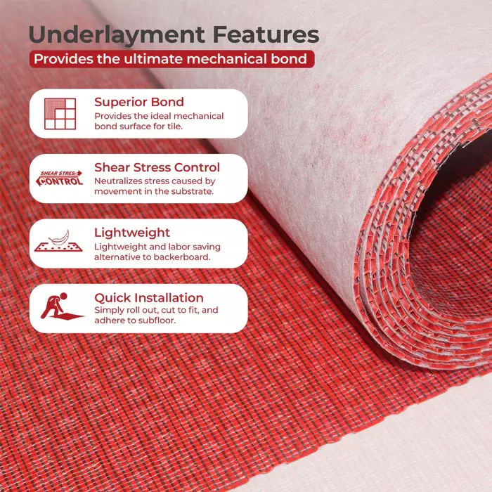 MD PROVA - PROVA-FLEX LIGHTWEIGHT TILE UNDERLAYMENT - 5M (52SF ROLL)