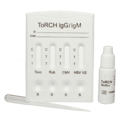 Prueba para detección de anticuerpos (IgG e IgM) de ToRCH en cassette - Caja con 25 piezas - Certum