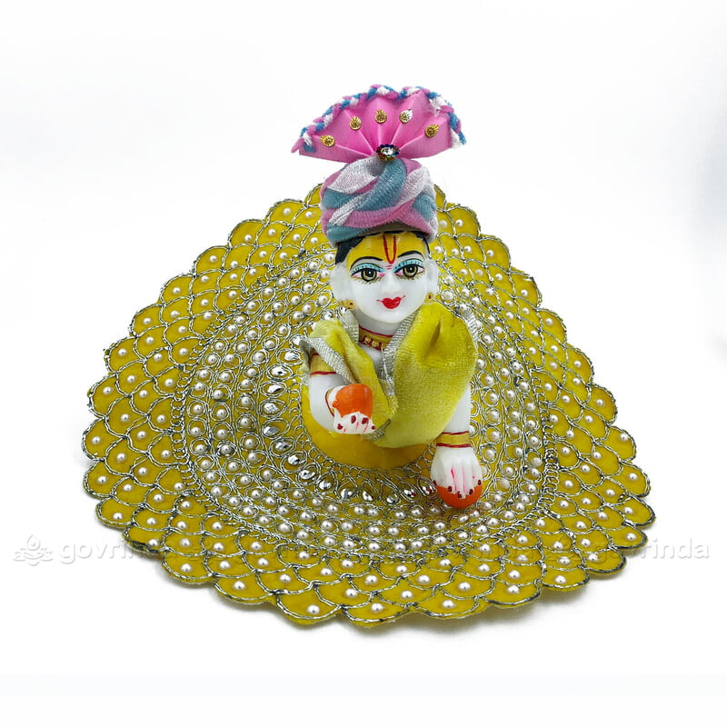 Pearl Design Yellow - Laddu Gopal Ji Dress