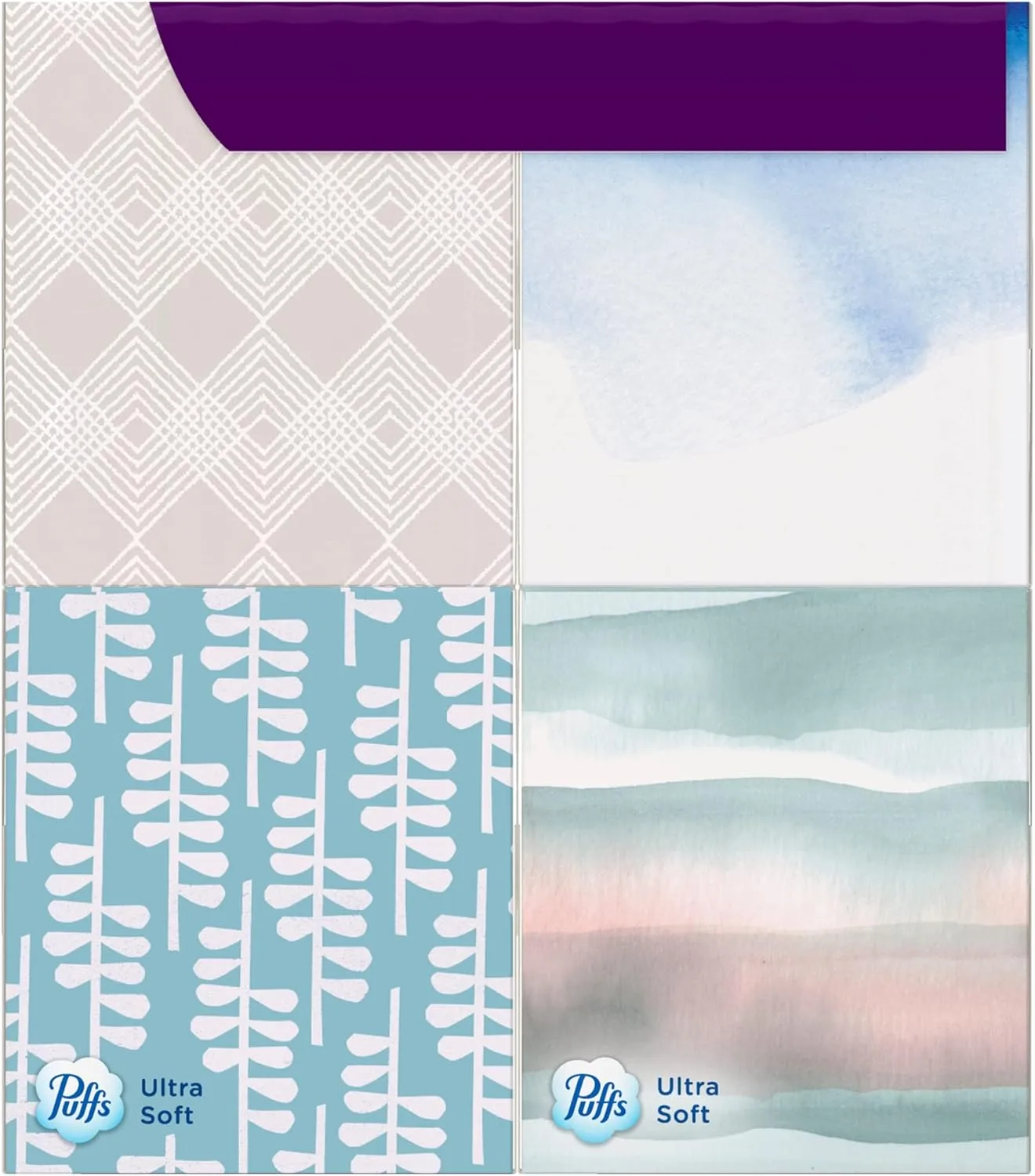 Puffs Ultra-Soft 2-Ply Facial Tissues, 56 Sheets/Box, Pack of 4