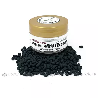 Shriji Braj Krishna Chandan Teeka | Pure Danedar Chandan | Shaym Teeka, Kesar Teeka, Lal Teeka (Pack of Set 1)