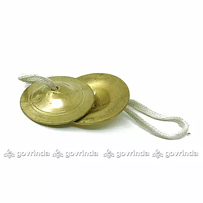 Manjira/Gini/Hand Cymbals | Brass Yellow | Pooja Aarti and for all Worship Events