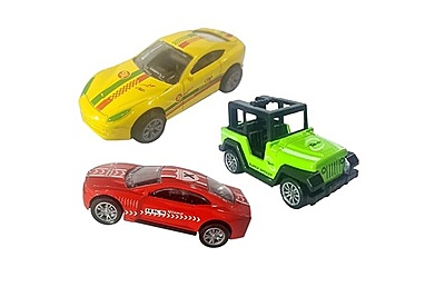 Die cast Metal Pull Back Sports Toy Car - Pack of 3 (2 Cars & 1 Jeep)