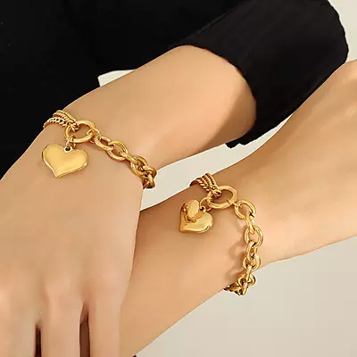 Pulsera con Dije de Corazon Gold