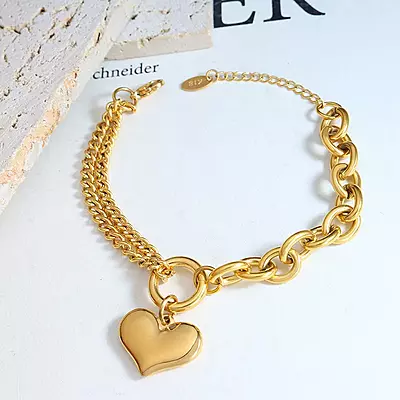 Pulsera con Dije de Corazon Gold