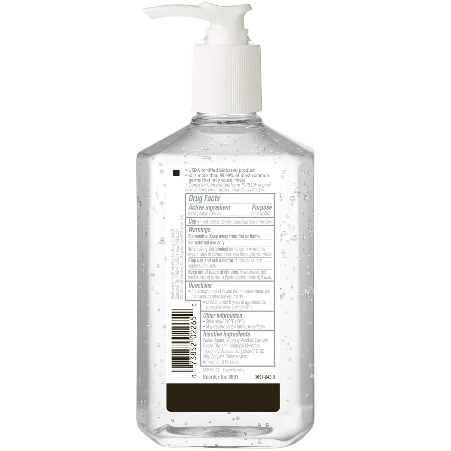 PURELL Advanced Hand Sanitizer Gel, Green Certified, Unscented, 12 fl oz Pump