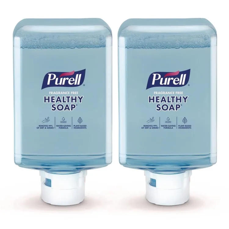 PURELL HEALTHY SOAP With CLEAN RELEASE Technology Foam ES10 Refills, Fragrance Free, 1200 mL, Clear, Case Of 2 Refills