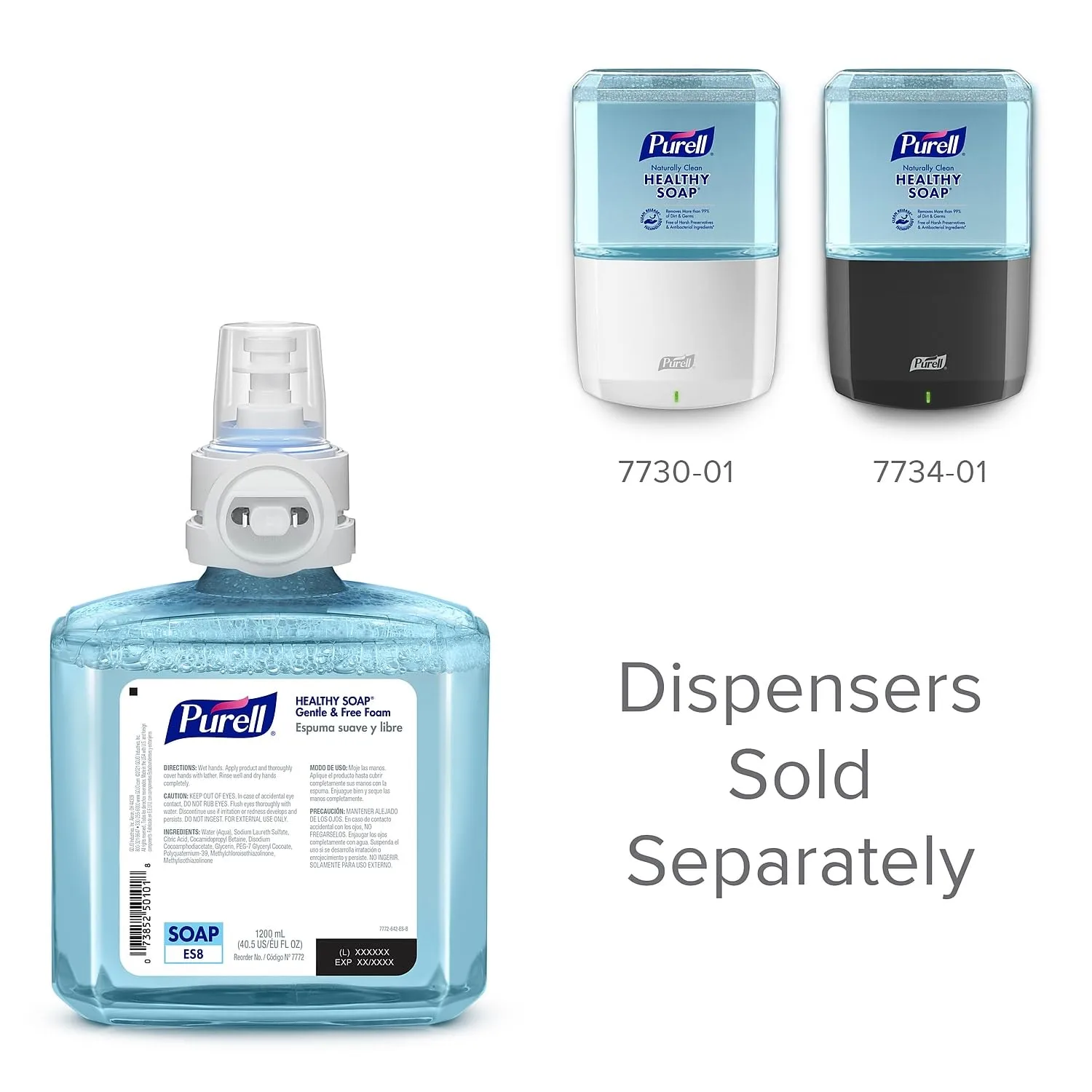 PURELL Brand HEALTHY SOAP Gentle and Free Foam, Fragrance Free, 1200 mL Refill for PURELL ES8 Automatic Soap Dispenser (Pack