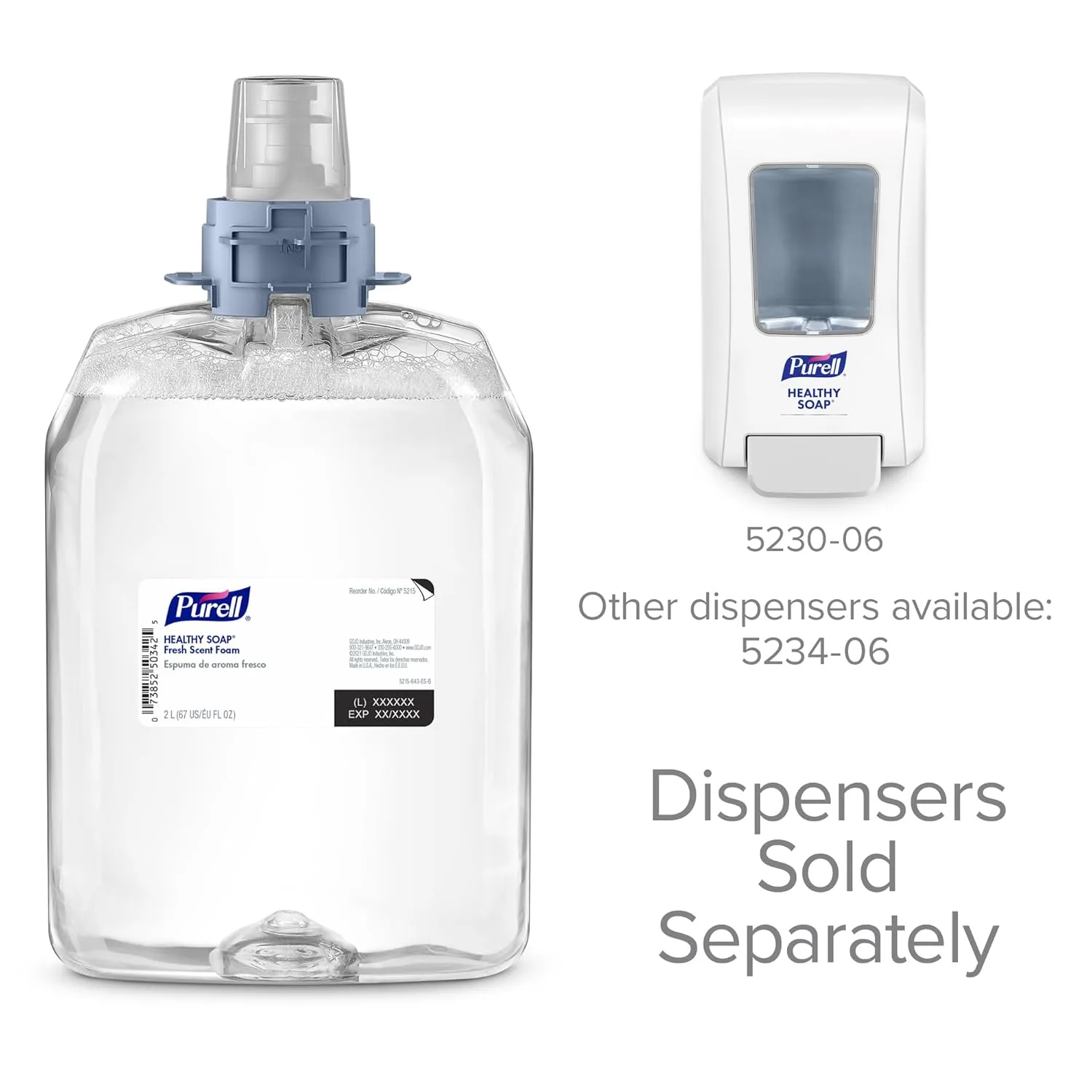 PURELL HEALTHY SOAP Fresh Scent Foam, 2000 mL Foam Hand Soap Refill for PURELL FMX-20 Manual Soap Dispenser (Pack of 2)