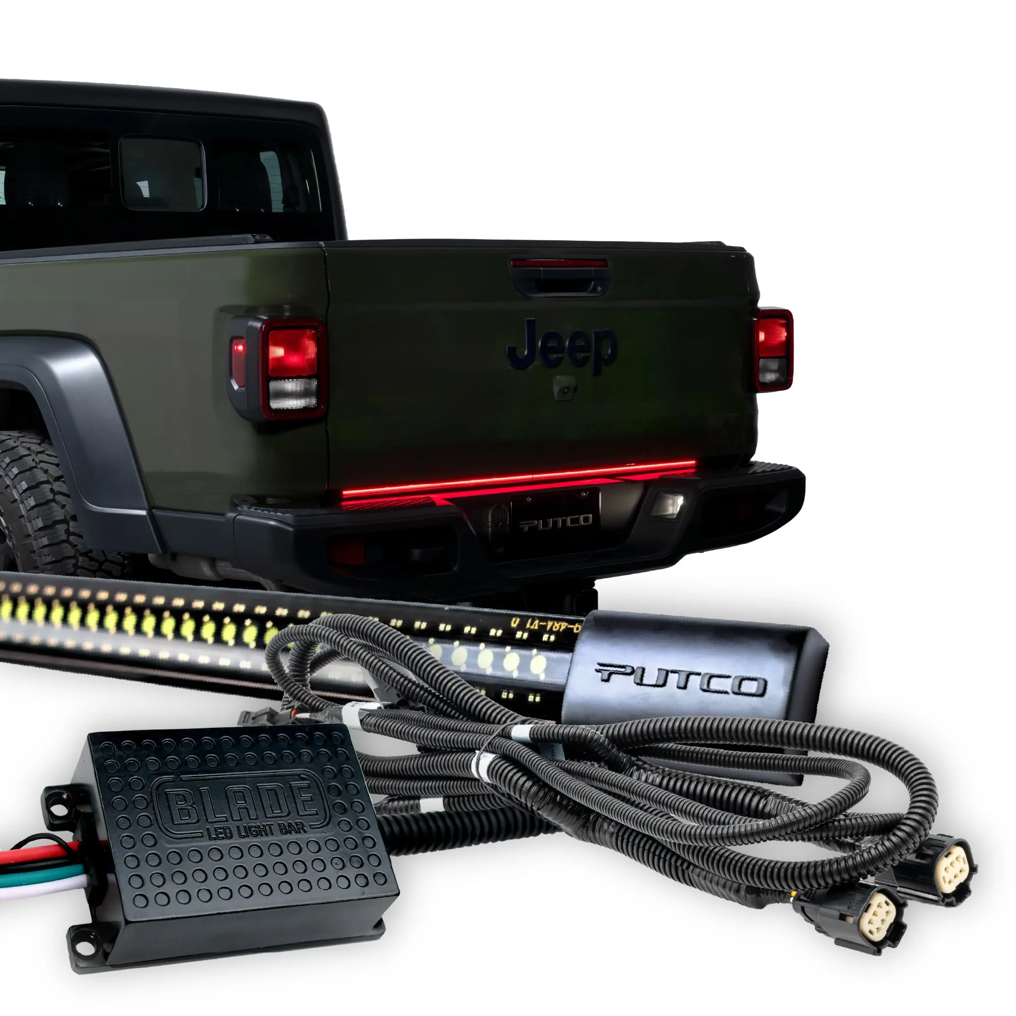 Putco 48" Blade LED Tailgate Light Bar Red/White LEDs & Plug-N-Play Quick Connect Harness - Fits Chevy Colorado, GMC Canyon 2015-2022 / Toyota Tacoma 2016-2026/ Jeep Gladiator 2020-2026