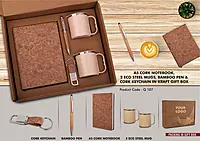 EcoSet 1: Set of A5 Cork notebook, 2 Eco Steel mugs
