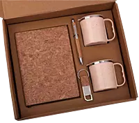 EcoSet 1: Set of A5 Cork notebook, 2 Eco Steel mugs