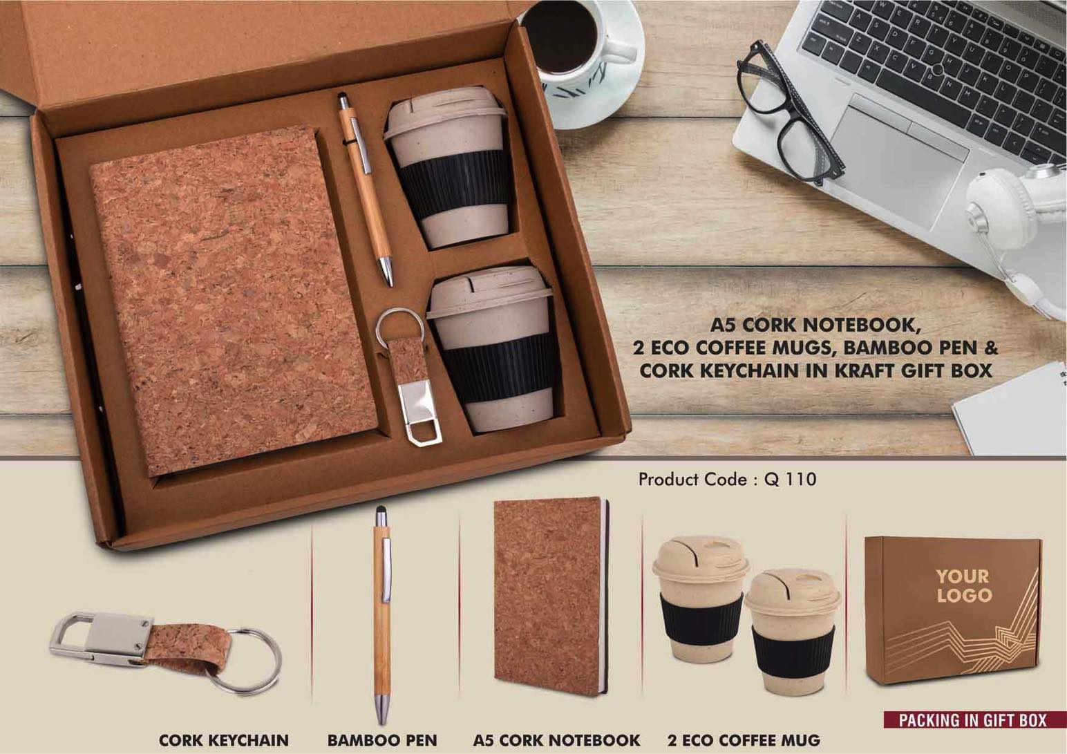 EcoSet 4: Set of A5 Cork notebook