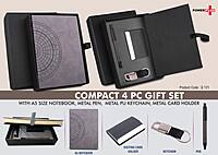 Compact 4 pc Gray gift set: A5 size Notebook