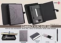 Compact 4 pc Gray gift set: A5 size Notebook