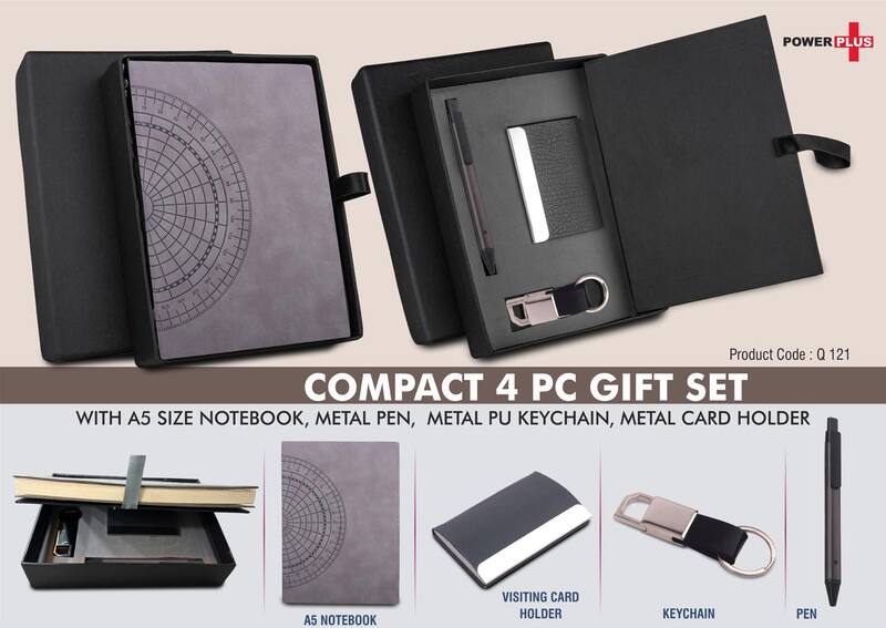 Compact 4 pc Gray gift set: A5 size Notebook
