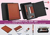Compact 4 pc Tan gift set: A5 size Notebook