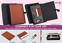 Compact 4 pc Tan gift set: A5 size Notebook