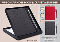 Ribbon Notebook Gift set: A5 Ribbon Notebook With Classy Metal Pen