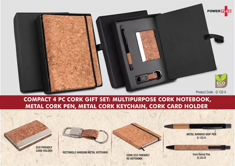 Compact 4 pc Cork gift set: Cork Notebook