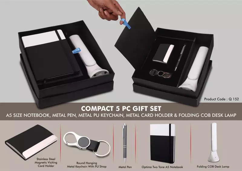 Compact 5 Pc Gift Set: A5 Size Notebook, Metal Pen