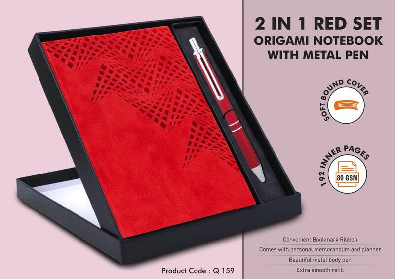 2 in 1 Red Set: Origami notebook with Metal Pen