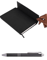 2 in 1 Dark Set: 3 fold Notebook with Metal Pen