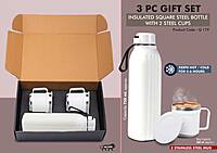 3 pc Gift Set : Insulated Hexa Steel bottle with 2 Steel cups