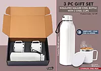 3 pc Gift Set : Insulated Hexa Steel bottle with 2 Steel cups